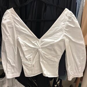Abercrombie & Fitch Chic White Ruched Blouse